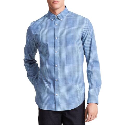 Calvin Klein Mens Infinite Non-Iron Button Up Shirt, Blue, Small