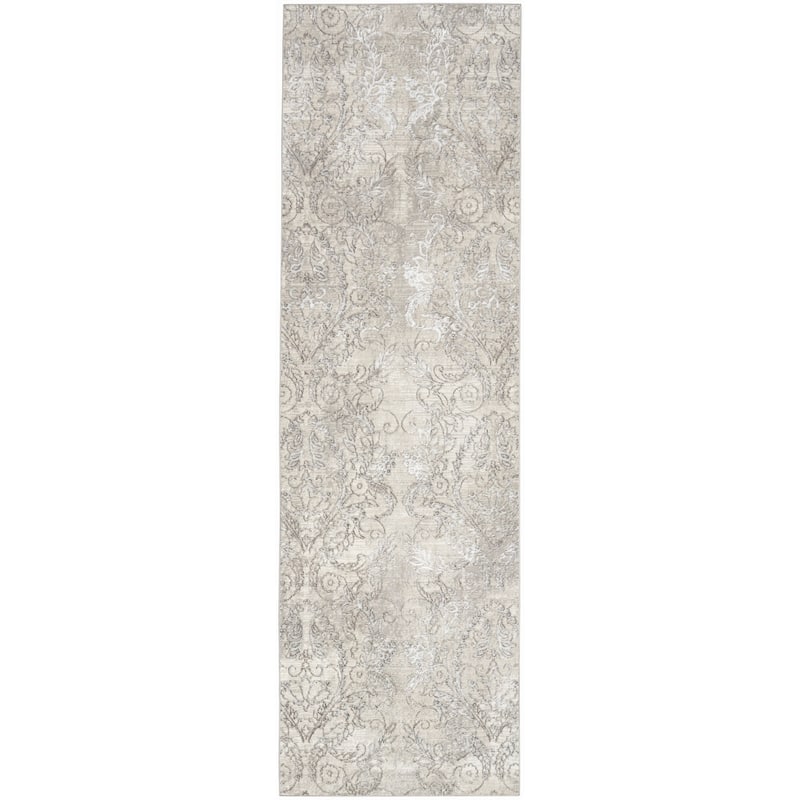 Nourison Iliana Indoor only Grey Damask Area Rug