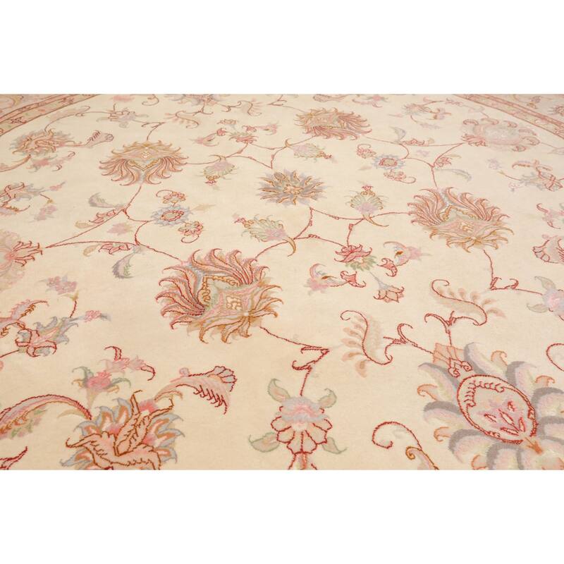 6'6''x6'6'' Round Hand Knotted Wool Ivory Round 400 KPSI Rug - 6' 6'' x 6' 6''-Round