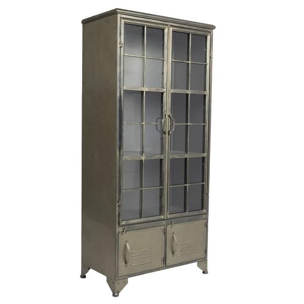 slide 2 of 7, Metal Cabinet with 3 Shelves & 4 Doors Black
