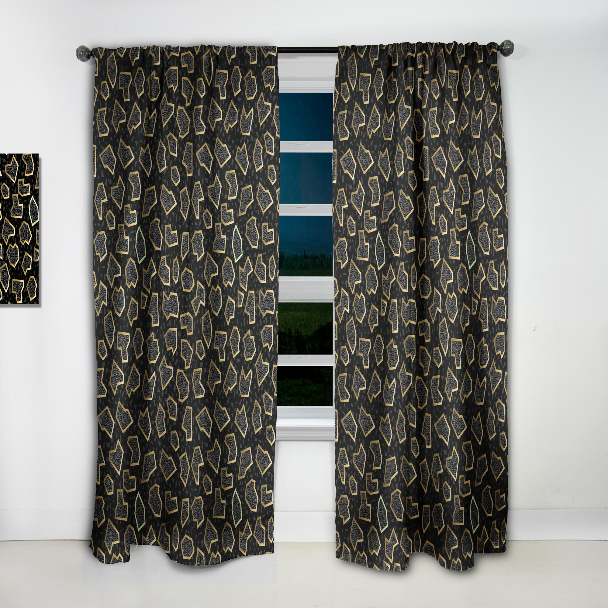 Designart 'Gold Retro 80s' Mid-Century Modern Blackout Curtain