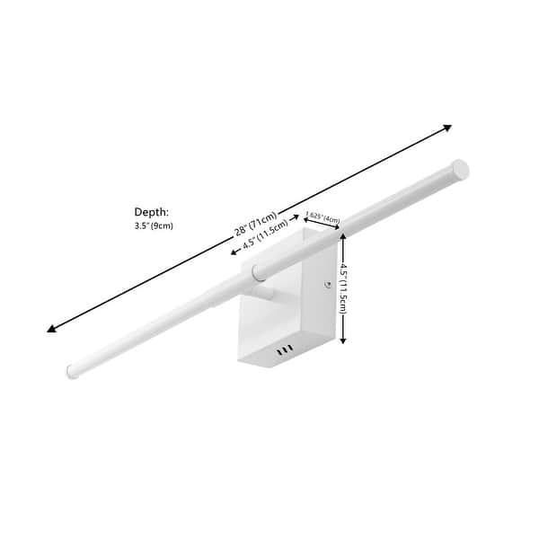 dimension image slide 22 of 34, JONATHAN Y 28" Dimmable Integrated LED Metal Wall Sconce