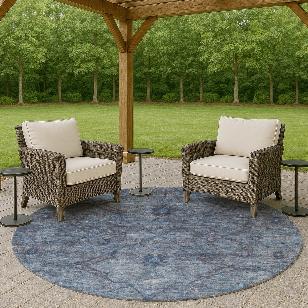 Machine Washable Indoor/ Outdoor Boho Global Chantille Rug