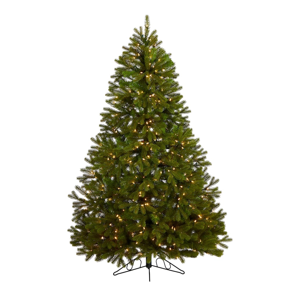 6' Cambridge Spruce Flat Back Christmas Tree with 350 LED Lights - Green