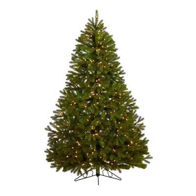 6' Cambridge Spruce Flat Back Christmas Tree with 350 LED Lights - Green