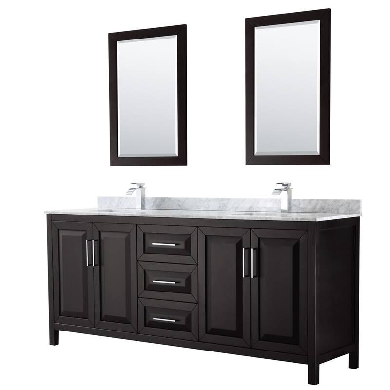 Wyndham Collection Daria 80" Free Standing Double Vanity Set with MDF - Dark Espresso / White Carrara Marble Top / - Espresso Finish