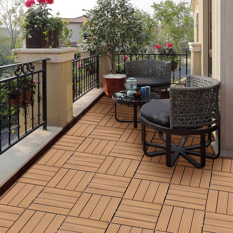 11.8" x 11.8" square wood-plastic composite deck tiles