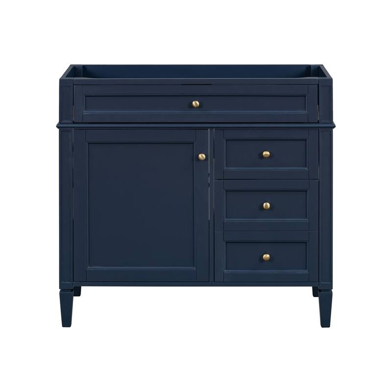 Roomfitters 36'' Bathroom Vanity, Modern Freestanding Storage Cabinet with 2 Drawers and Tip-Out Compartment, Solid Wood Frame