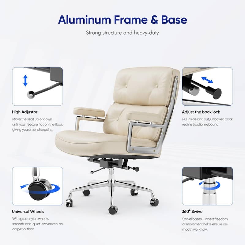 Mid-Back Ergonomic Executive Lobby Chair with Lumbar Support - N/A