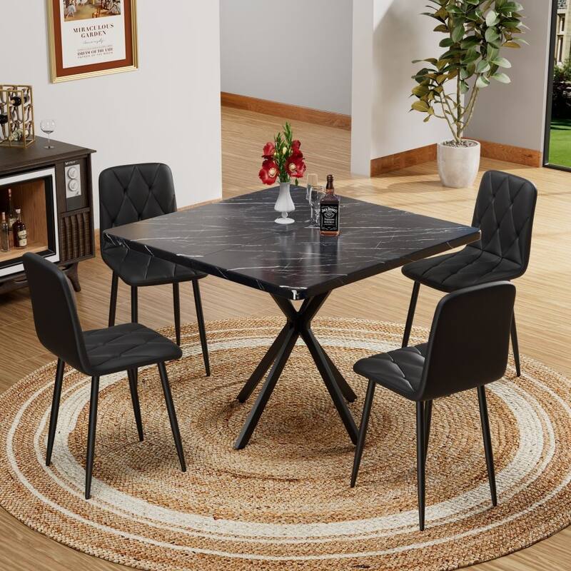Set of 4 Modern Kitchen Dining Room Chairs - Black