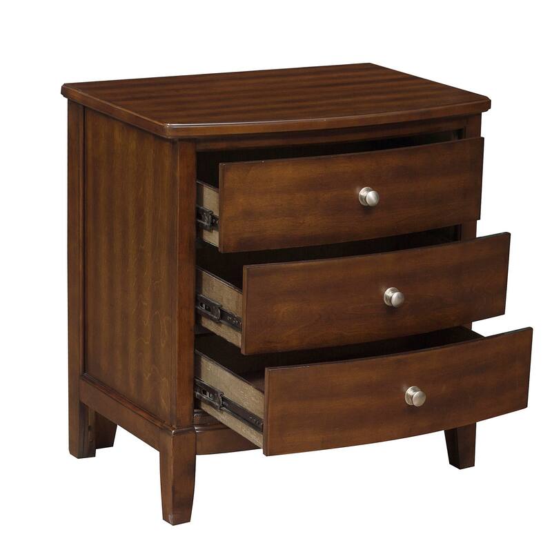 Natural Brown 3 Drawer 25.25 in. W Nightstand with Sturdy Knob Pulls