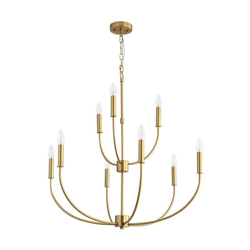Modern Farmhouse 9-Light Candle Style Tiered Entryway Chandelier - 32.3 in
