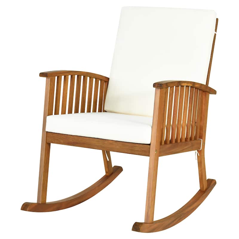 Gymax Patio Wooden Rocking Chair Lawn Garden Outdoor w/ Armrest