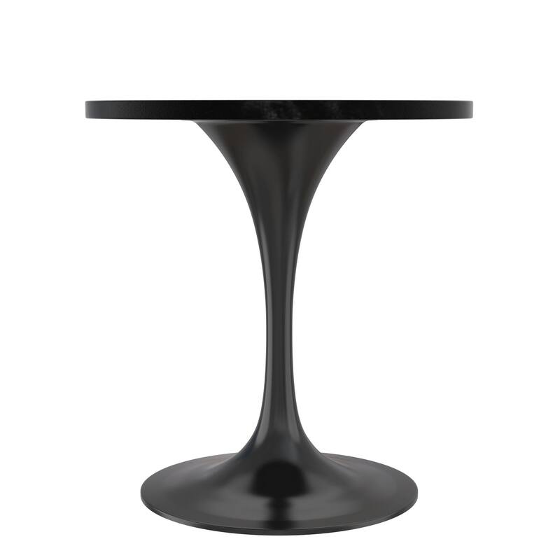LeisureMod Verve 27" Round Dining Table with MDF Wood TableTop and Black Steel Base for Kitchen & Dining Room - 27.56"