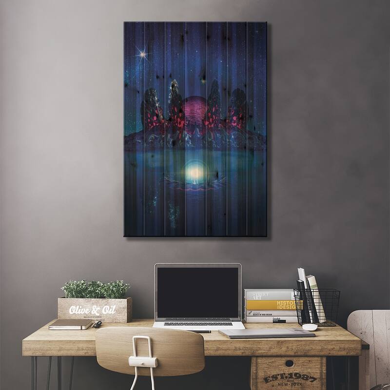 Above The Abyss Print On Wood by Evan Rhodes - Multi-Color