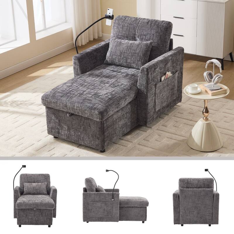 Multifunctional Lazy Person Sofa Recliner can be Stored Storage Backrest with Cell Phone Bracket Single Leisure Chair