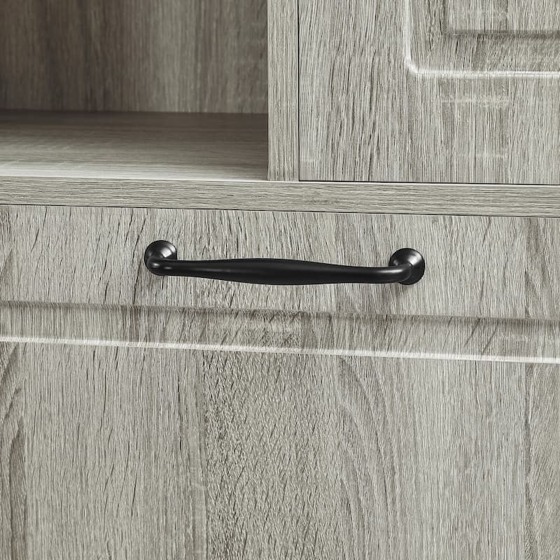 Storage Cabinet with Flip-Out Basket, Bathroom Cabinet with 2 Doors & Adjustable Shelves, Freestanding Floor Cabinet