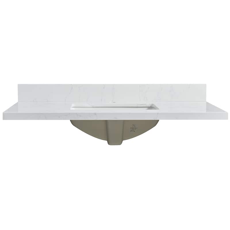 Malaga Composite Stone Vanity Top with White Rectangular Sink