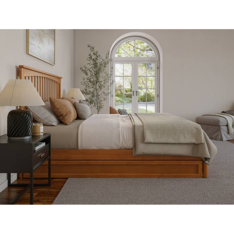 Everett Platform Bed with Panel Footboard and Twin XL Trundle