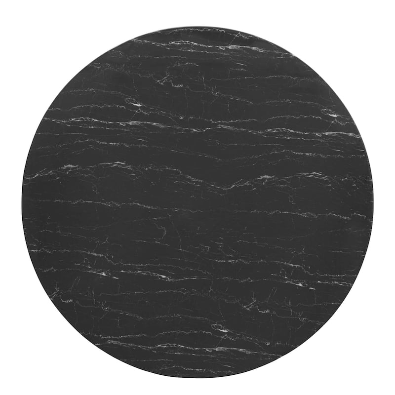 Lippa 54" Round Artificial Marble Dining Table - Black