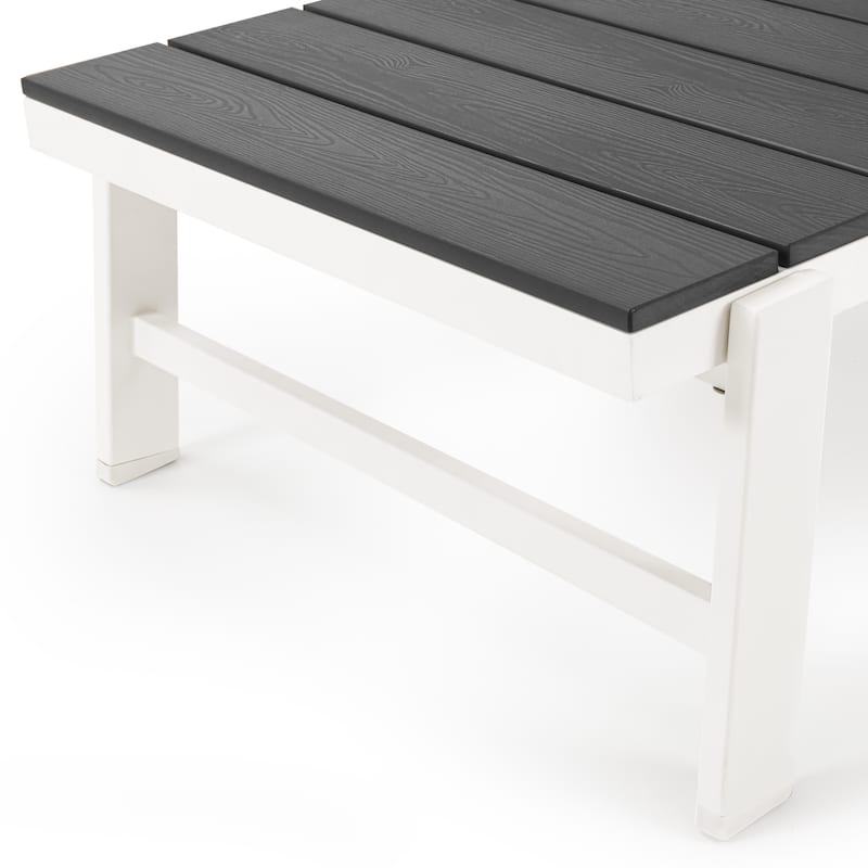 Outdoor Lounge Chair with HDPE Slats, Adjustable Positions & Wheels — All-Weather Aluminum Frame