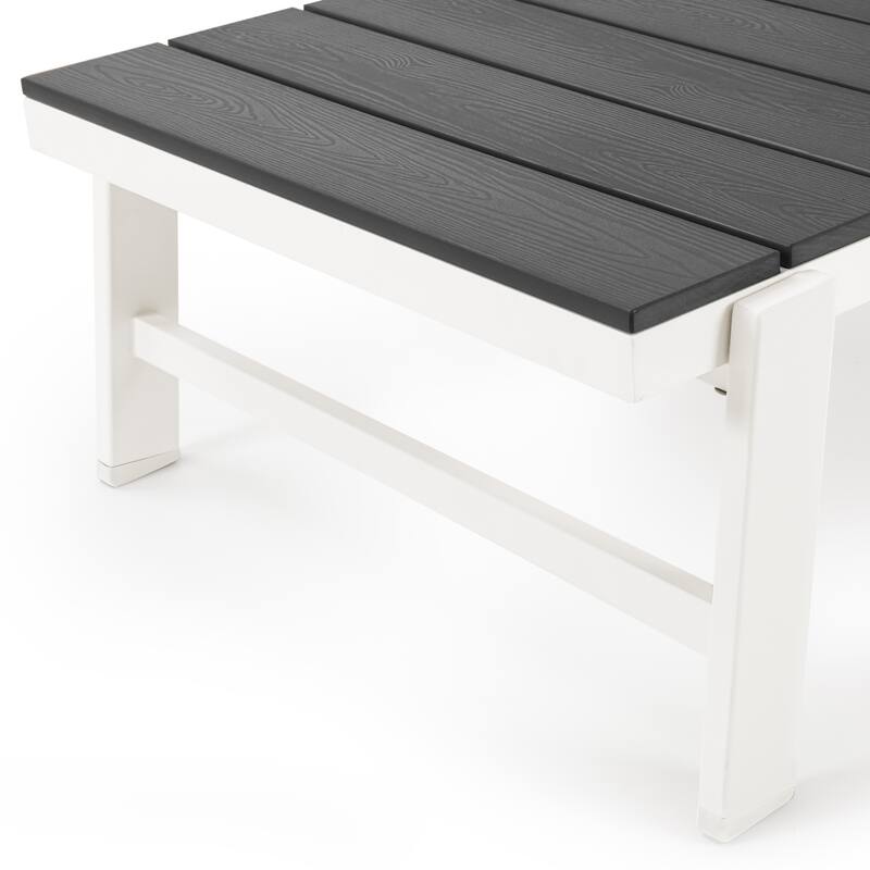 Patio HDPE Backrest Chaise Lounge Chair with Aluminum Frame, Adjustable Backrest and Wheels