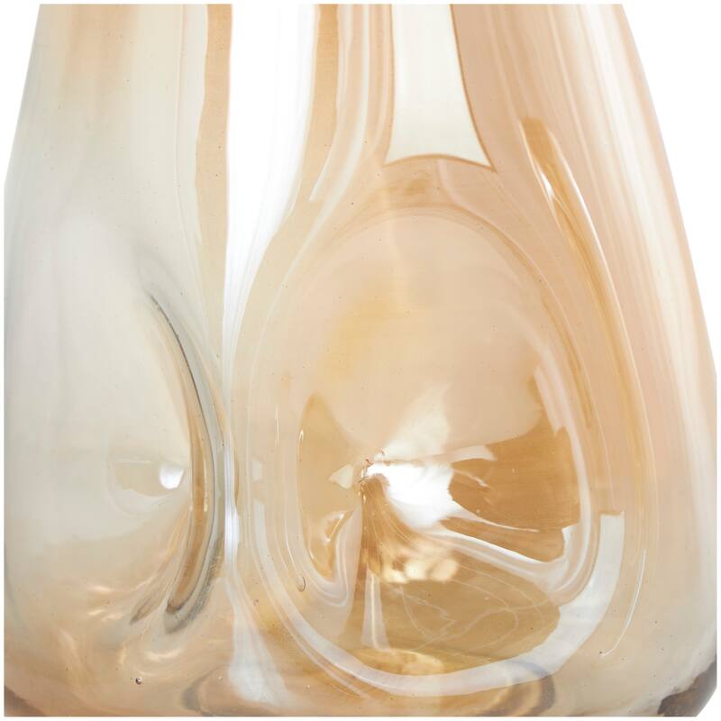 Gold Glass Concaved Iridescent Decorative Vase (Set of 2)