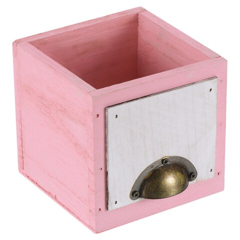 4" Wood Square Planter Box Decorative Flower Pot Cube Container Indoor