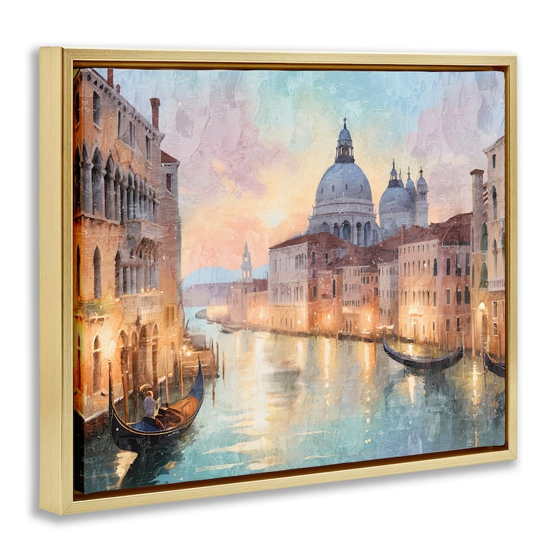 Stupell Scenic Venetian Canal Framed Floater Canvas Wall Art Design By Kim Allen
