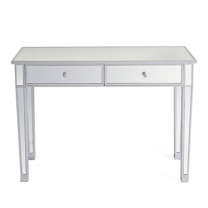 2 Drawers Mirrored Makeup Table Computer Desk Writing Desk - (41.34 x 14.17 x 29.92)"