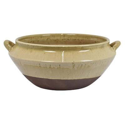 Elf 14 Inch Vase, Antique Bowl Shape, 2 Handles, Brown, Transitional Style