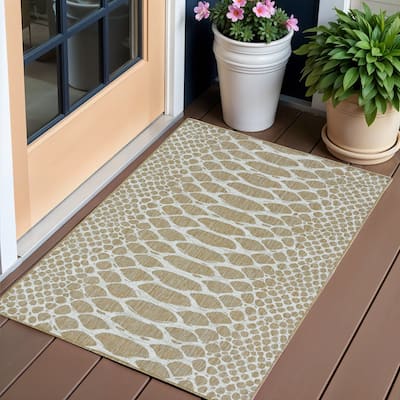 Alluz Artistic Abstract Weather Resistant Trendy Modern Outdoor Rug - 3' X 4'