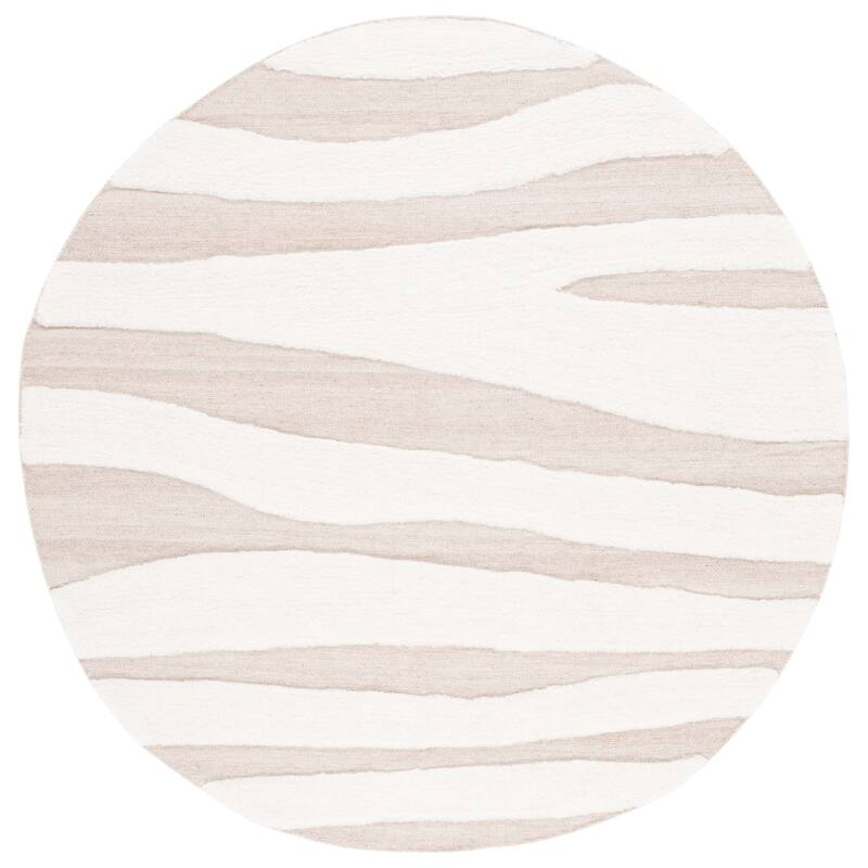 SAFAVIEH Handmade Manhattan Esperance Modern Wool Rug - 6' Round - Ivory/Beige