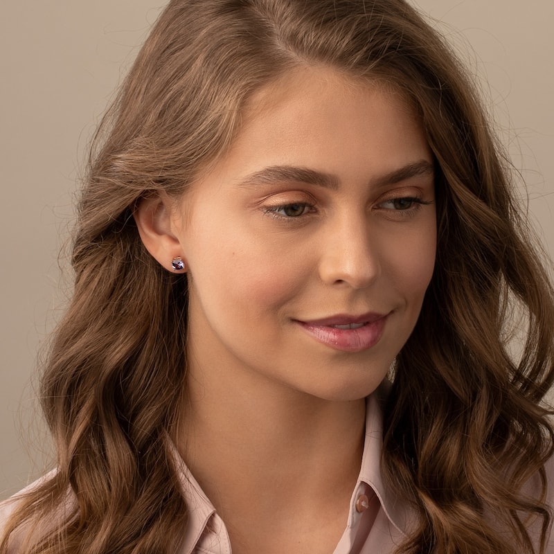 14k Yellow Gold Tanzanite Stud Earrings 2 ct Cushion Shape