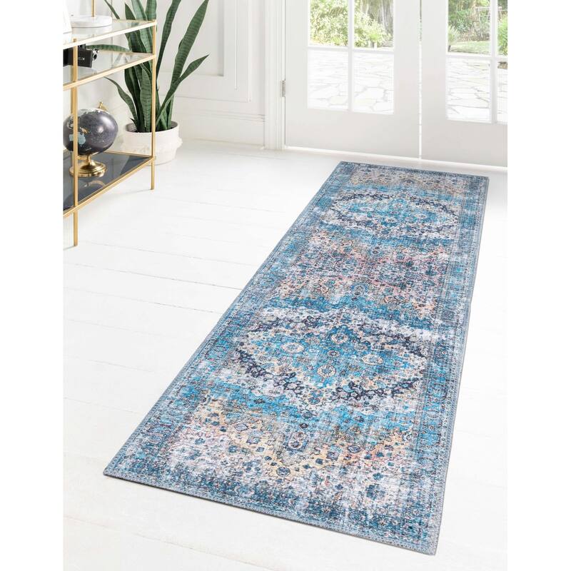 Traditional Shara Collection Area Rug - 2'7"x13' - Blue