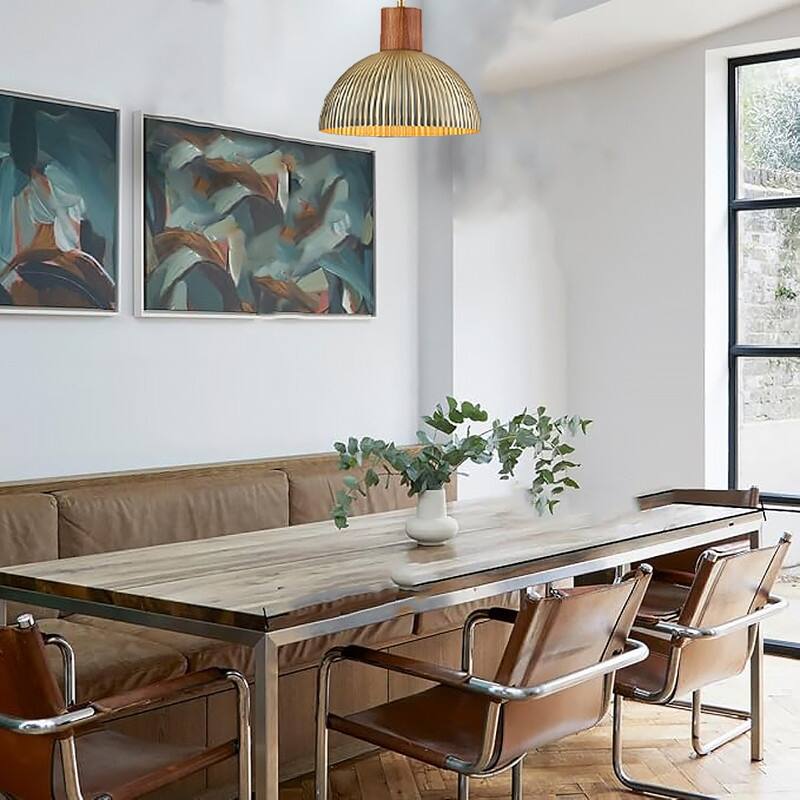 12” Hanging lamp brushed brass , gold pendant light brass metal kitchen island light