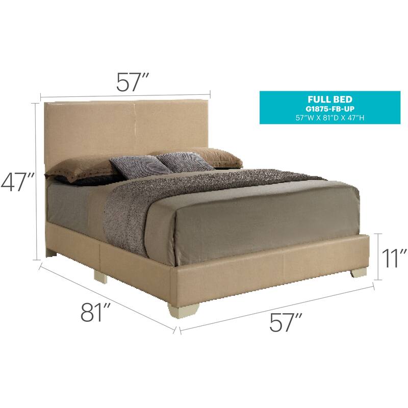 Casual Full Bed in Beige with Durable Construction