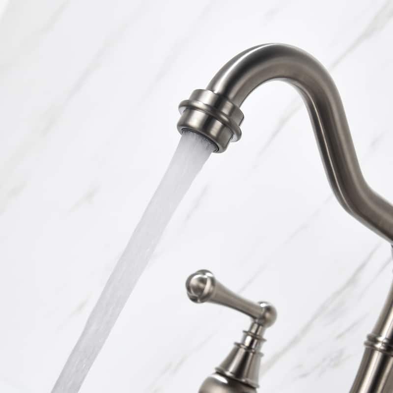 Two-Handles Bridge Kitchen Faucet with Side Sprayer