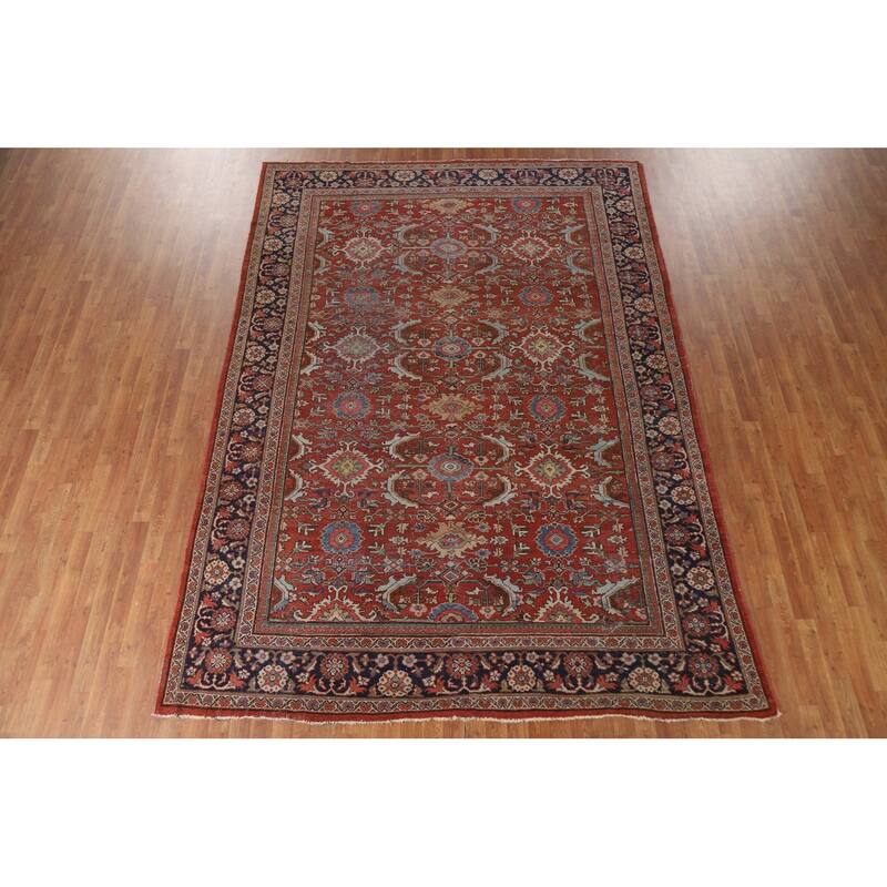 Pre-1900 Antique Mahal Persian Area Rug Handmade Wool Carpet - 7'11"x 11'2"