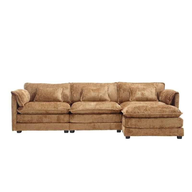 HOMEFUN 112" Oversized Chenille Upholstered L-Shaped Modular Sectional Sofa for Living Room