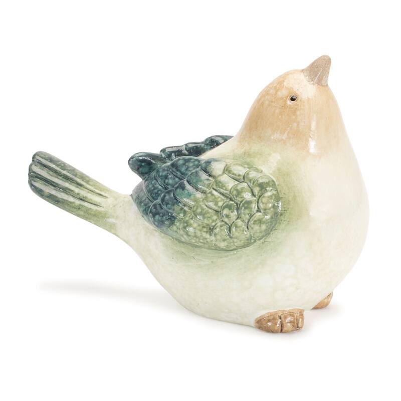 Sitting Bird Terracotta Figurines - 6.75" - Set of 4