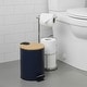 preview thumbnail 13 of 79, Stylish Trash Can with Bamboo Lid and Pedal, 2.5L Capacity - 9.2" H x 8" L x 8" W Navy Blue