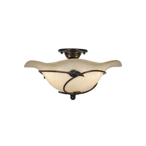 Vaxcel Lighting CF38815 Vine 2 Light Semi-Flush Indoor Ceiling Fixture with Frosted Glass Shade - 15 Inches Wide