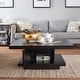 preview thumbnail 20 of 41, Ross Modern Square Coffee Table with Wrap Around Base Shelf and Hidden Storage by Strick & Bolton