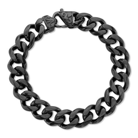 Men's Black Ion Plated Stainless Steel Curb Link Bracelet, 10 inches