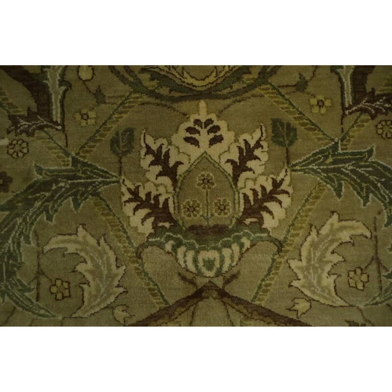 Hand Knotted Oriental 100% Wool Carpet Traditional Traditional Green Agra Area Rug - 13' 10'' X 10' 0''