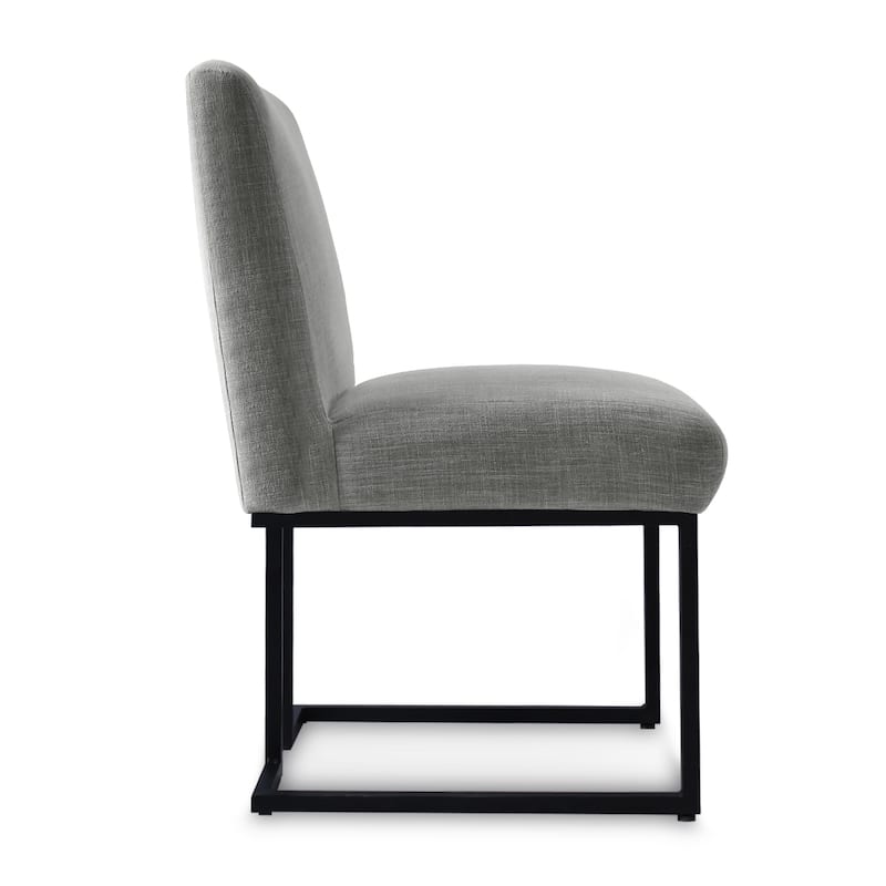 Chenille Upholstered Dining Chair with Black Metal Legs