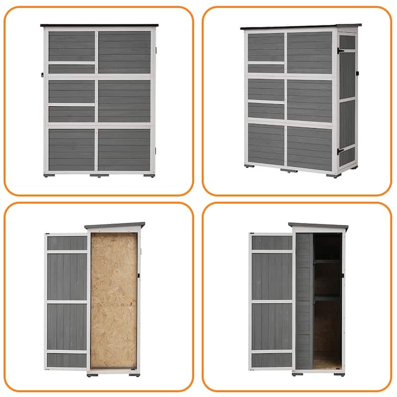 4 ft. W x 2 ft. D Outdoor Wood Storage Shed, Tool Cabinet w/4 Doors - 4 ft. W x 2 ft. D