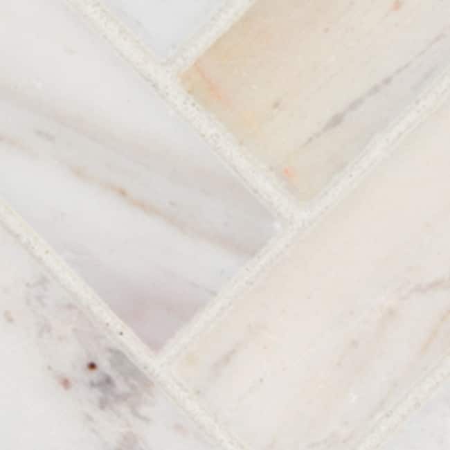 Ackland AKM-S-1X3HBP-CA 12" x 12" Marble Herringbone Wall Mosaic Tile - Auralie