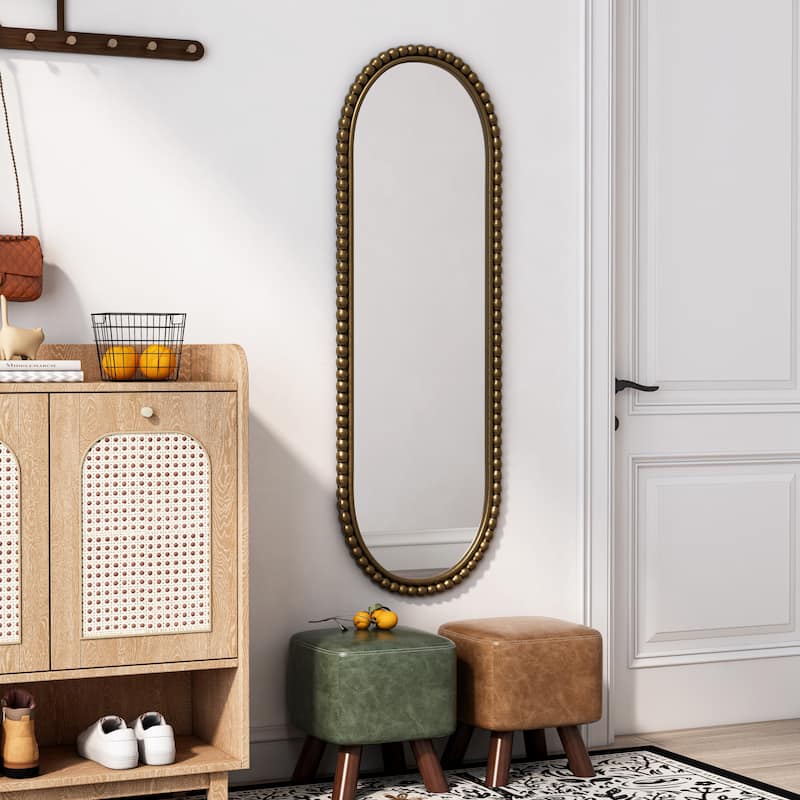 Antique Effect Iron Art Oval Retro Wall Hanging Mirror